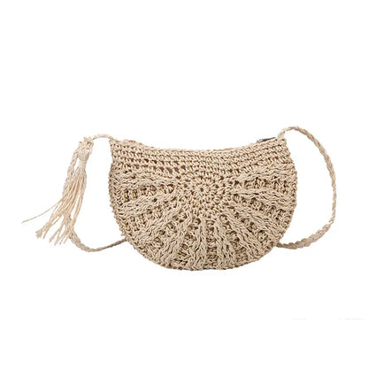 Kesia™ | Boho woven half-moon bag