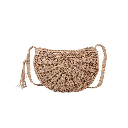 Kesia™ | Boho woven half-moon bag