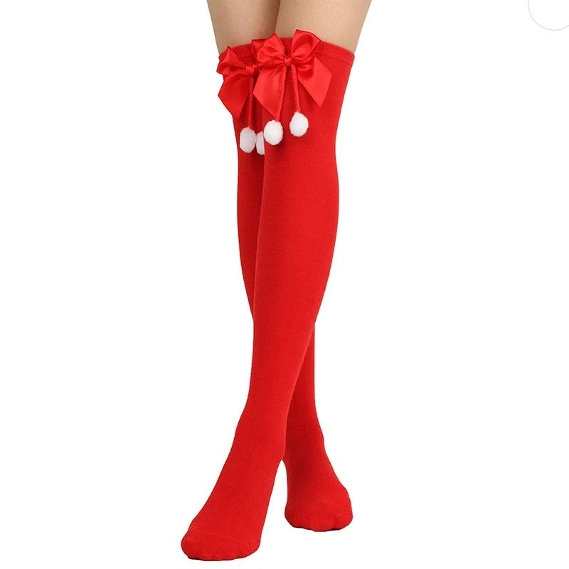 FestiveSocks™ – Knee Highs with Bows | Holiday Collection