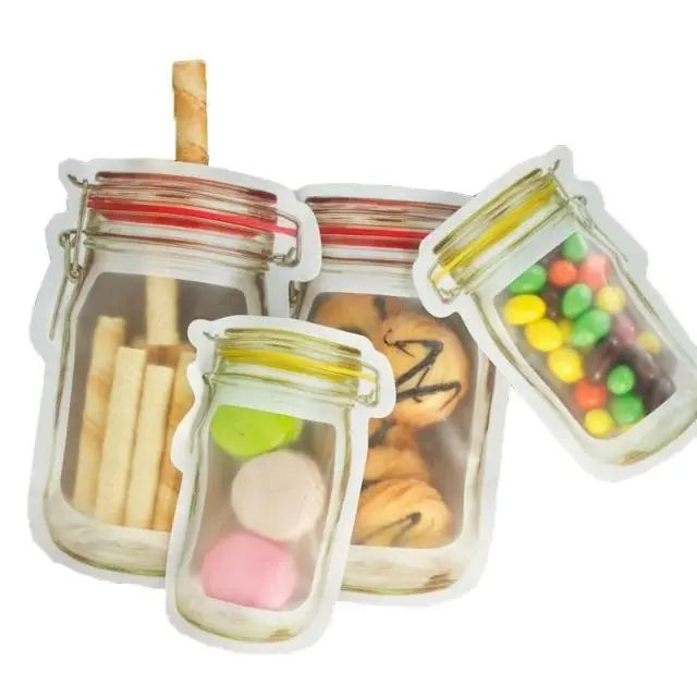 Wiederverwendbare Mason Jar Stil Ziplock Beutel Auslaufsichere Aufbewahrungstaschen