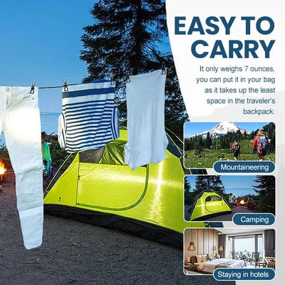 Tragbare Wäscheleine mit Klammern für Camping und Outdoor-Einsatz
