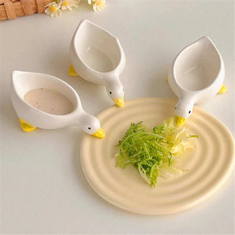 Handgefertigte Keramik-Saucenschale in Entenform für Essen und Unterhaltung