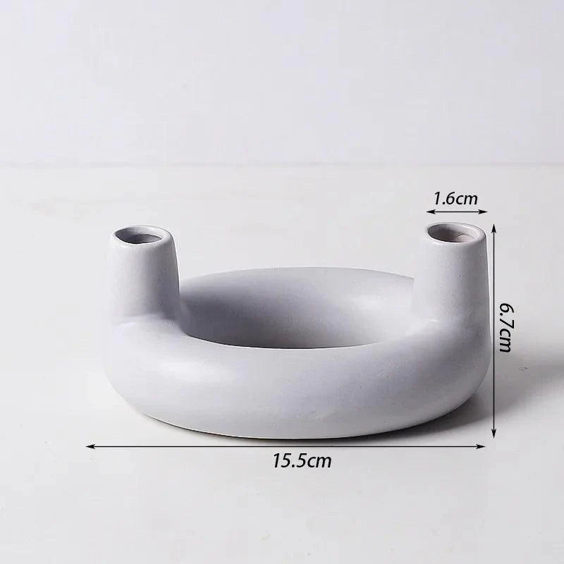 Minimalistischer skandinavischer Kerzenhalter und Vase aus Eisen und Glas