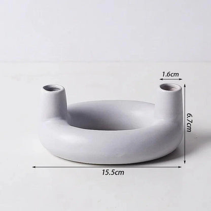 Minimalistischer skandinavischer Kerzenhalter und Vase aus Eisen und Glas