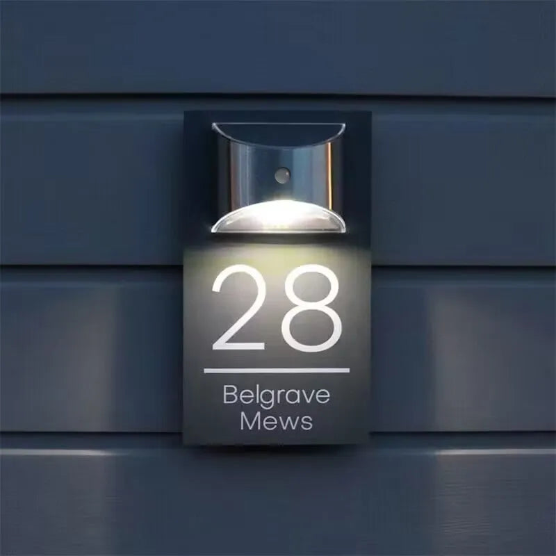 GlowHome™ | Personalized Modern Solar Door Plaque 