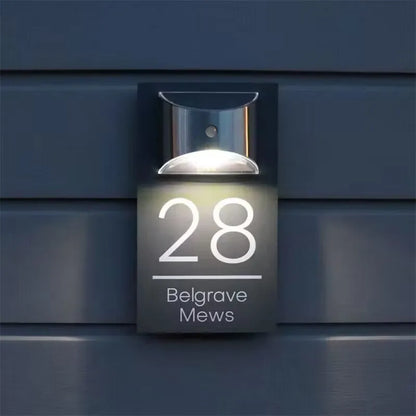 GlowHome™ | Personalized Modern Solar Door Plaque 