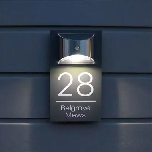 GlowHome™ | Personalized Modern Solar Door Plaque 