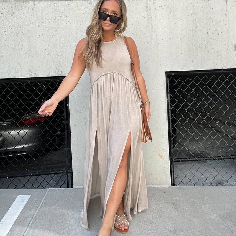 NovaStyle™ | Slit Casual Simple Loose Maxi Long Dress 