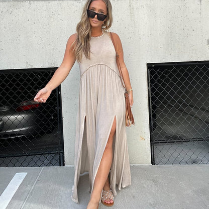 NovaStyle™ | Slit Casual Simple Loose Maxi Long Dress 