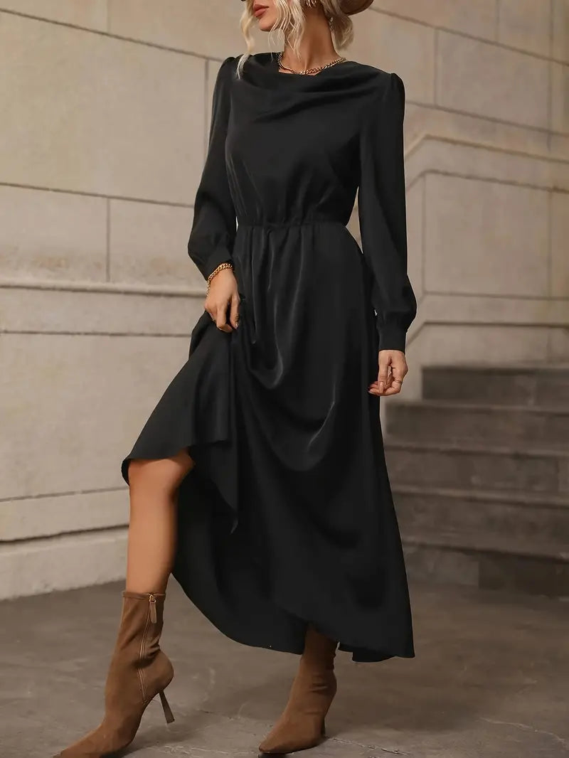 Elyn™ | Refined A-line dress with lantern sleeves
