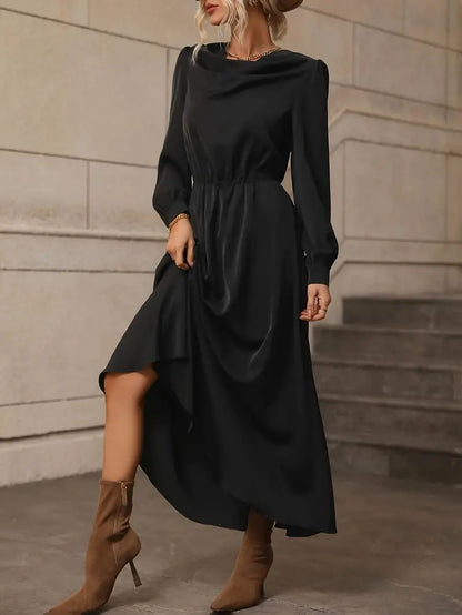 Elyn™ | Refined A-line dress with lantern sleeves