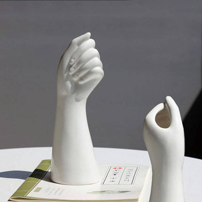 Glänzende Keramik-Vase in Handform Künstlerischer Wohnaccessoire-Akzent