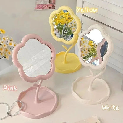 Pastellfarbener Blumen-Kompaktspiegel mit niedlichem koreanischem Design