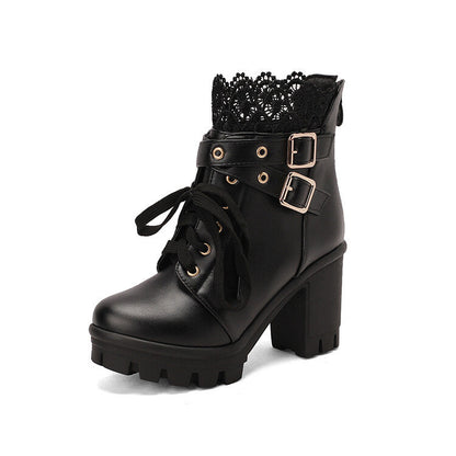 Cozenia™ | Fashionable lace-up boots with a stable heel