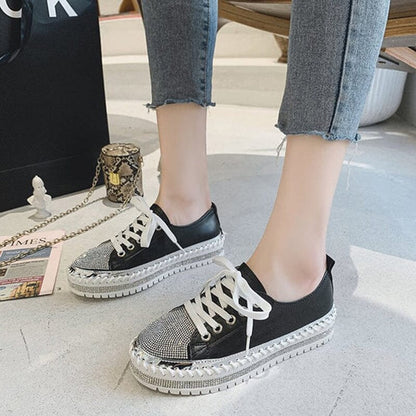 Diamond Silver™ – Glitter-effect leather sneakers 