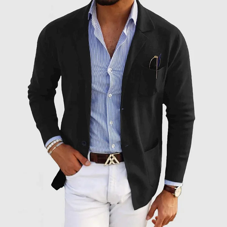 ChillChaser™ | Stylish men's blazer with casual button pockets and lapel collar 