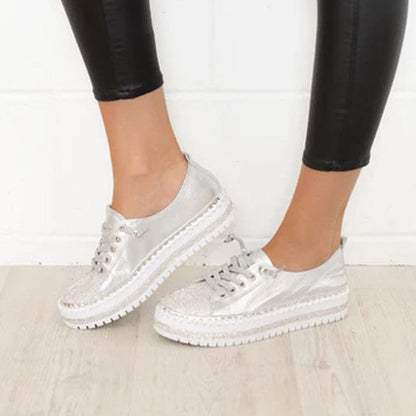 Diamond Silver™ – Glitter-effect leather sneakers 
