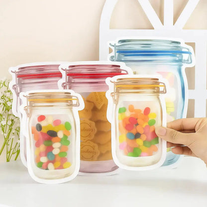 Wiederverwendbare Mason Jar Stil Ziplock Beutel Auslaufsichere Aufbewahrungstaschen