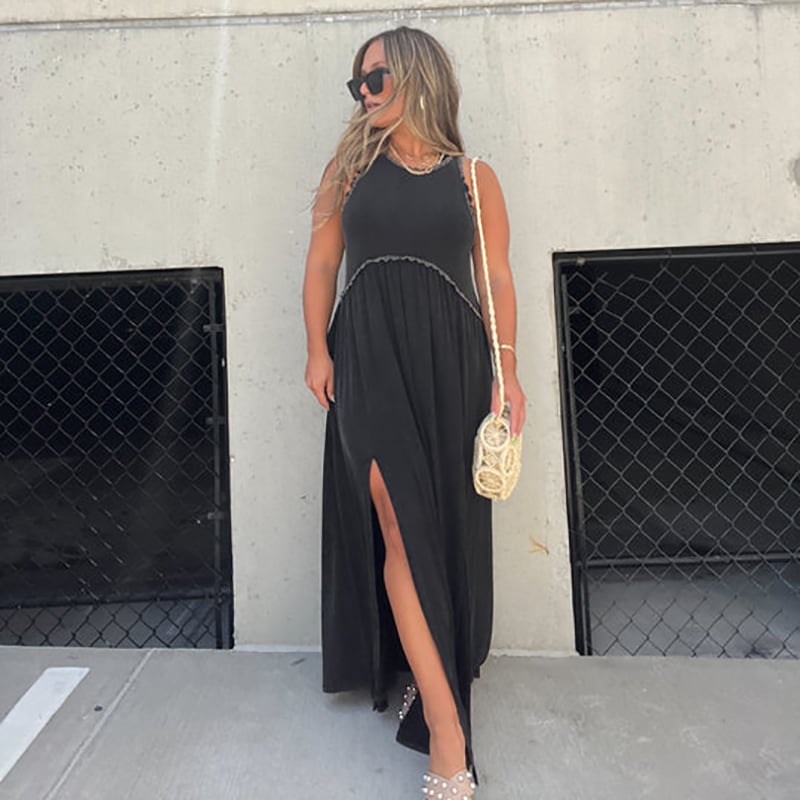 NovaStyle™ | Slit Casual Simple Loose Maxi Long Dress 