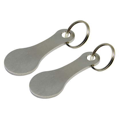 Minimalistisches Einkaufswagen-Chip Schlüsselanhänger-Set aus Edelstahl