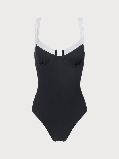 Knotique Swimwear™ | One-piece swimsuit with knotted contrast trim