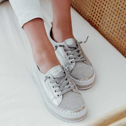 Diamond Silver™ – Glitter-effect leather sneakers 