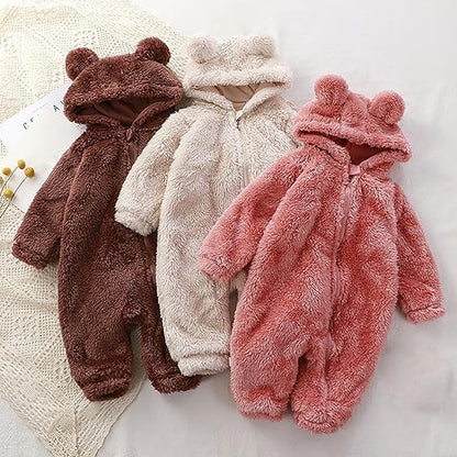 Lunoa™ - Baby Kapuzenstrampler mit Bärenohren, flauschig