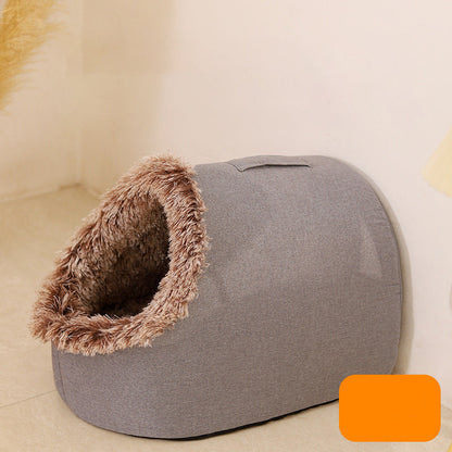 CozyNest™ - Gemütliches Winter-Höhlenbett für kleine Hunde und Katzen