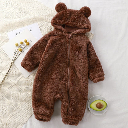 Lunoa™ - Baby Kapuzenstrampler mit Bärenohren, flauschig