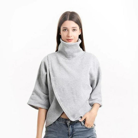 Xenia™ | Women's Batwing Sleeve Asymmetric Turtleneck Sweater – Extra Thick and Cozy