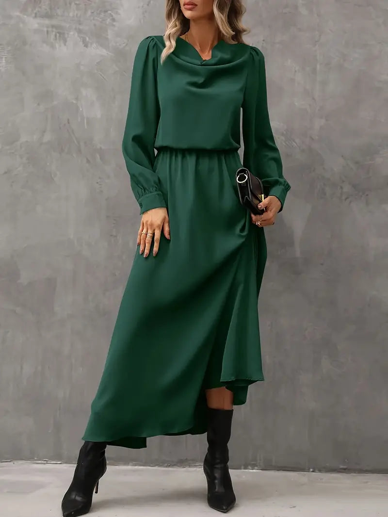 Elyn™ | Refined A-line dress with lantern sleeves