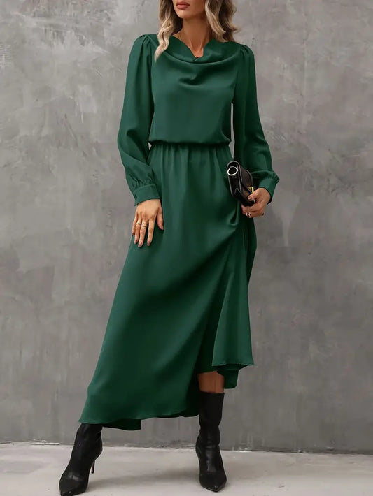Elyn™ | Refined A-line dress with lantern sleeves