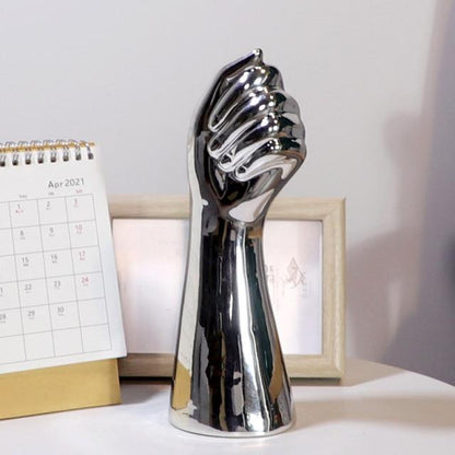 Glänzende Keramik-Vase in Handform Künstlerischer Wohnaccessoire-Akzent