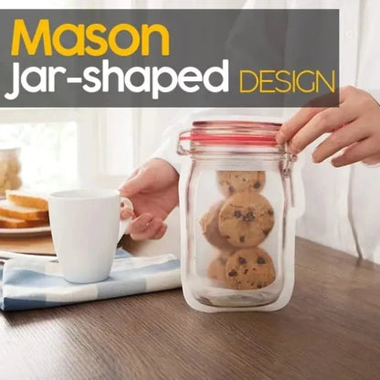 Wiederverwendbare Mason Jar Stil Ziplock Beutel Auslaufsichere Aufbewahrungstaschen