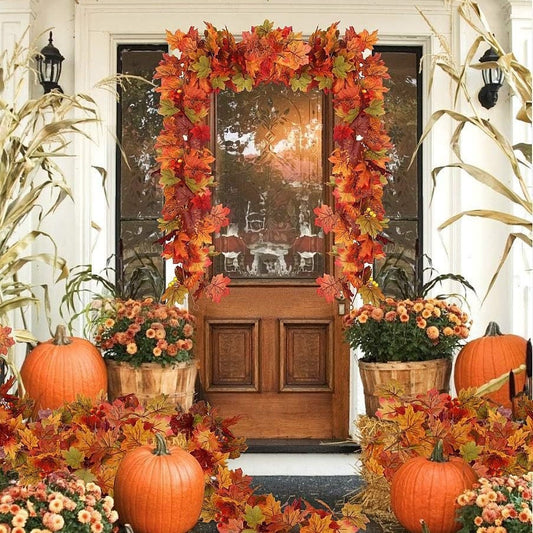 MapleCharm™ | Autumn wreath with pumpkin maple leaves 