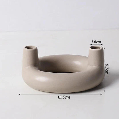 Minimalistischer skandinavischer Kerzenhalter und Vase aus Eisen und Glas
