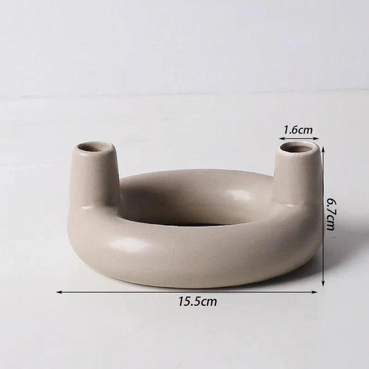 Minimalistischer skandinavischer Kerzenhalter und Vase aus Eisen und Glas