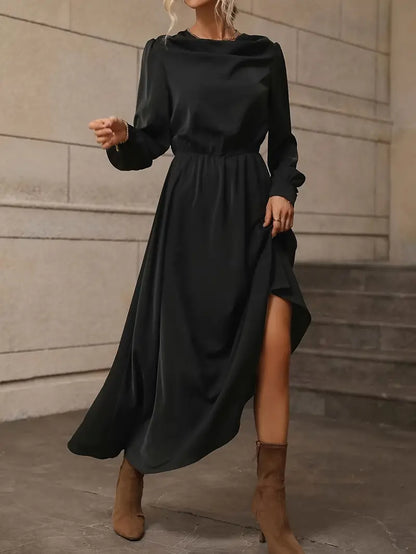 Elyn™ | Refined A-line dress with lantern sleeves