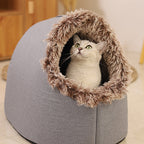 Gemütliches Winter-Höhlenbett für kleine Hunde und Katzen