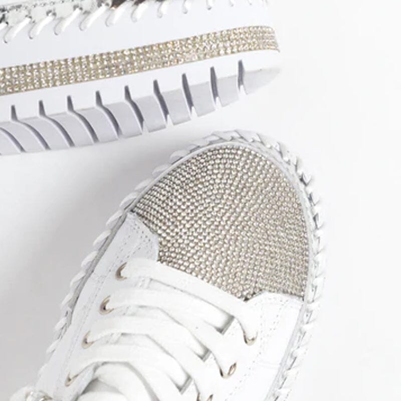 Diamond Silver™ – Glitter-effect leather sneakers 