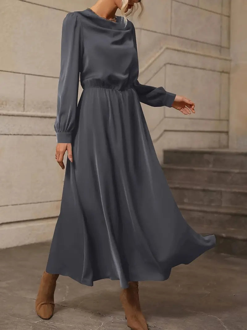 Elyn™ | Refined A-line dress with lantern sleeves