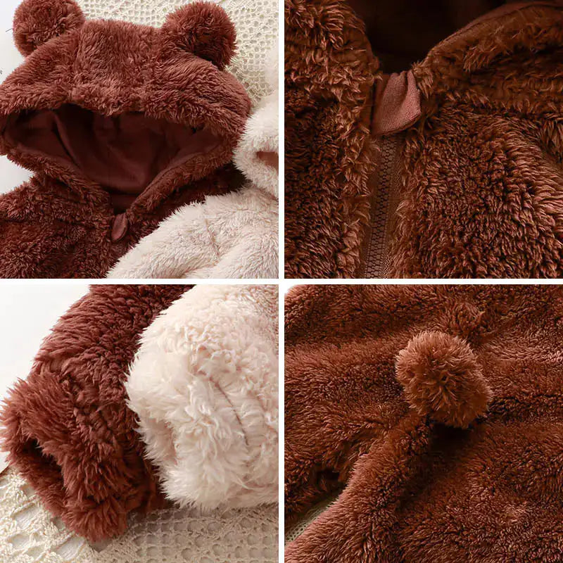 Lunoa™ - Baby Kapuzenstrampler mit Bärenohren, flauschig