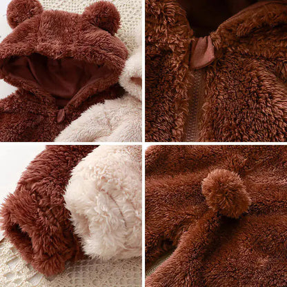 Lunoa™ - Baby Kapuzenstrampler mit Bärenohren, flauschig