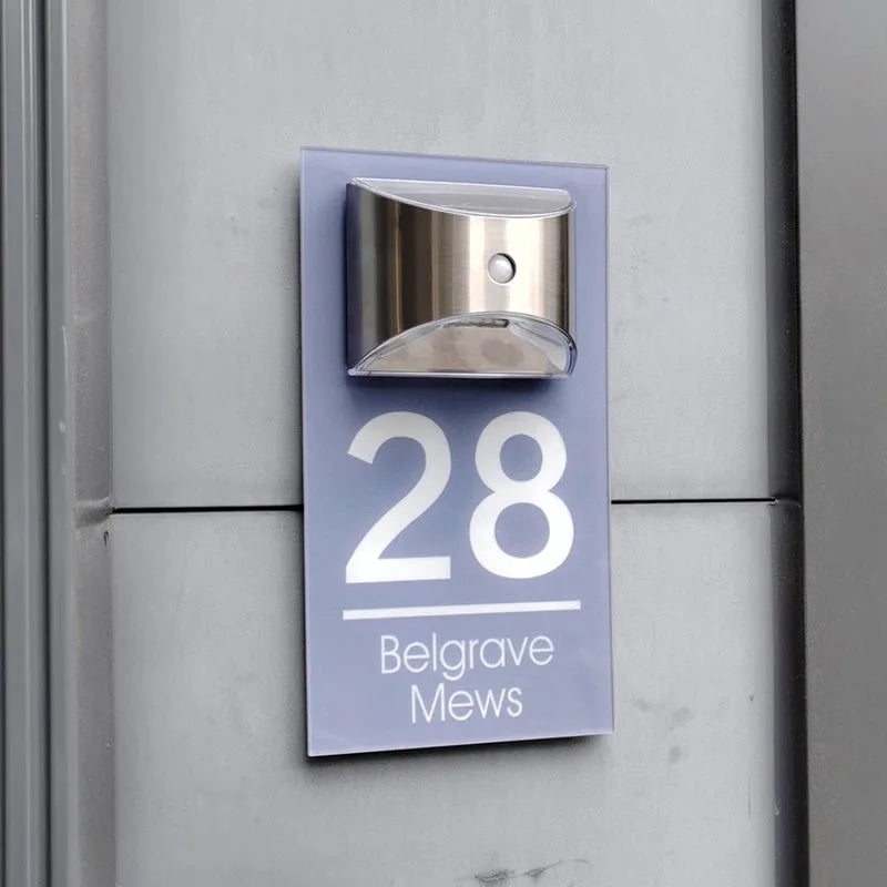 GlowHome™ | Personalized Modern Solar Door Plaque 