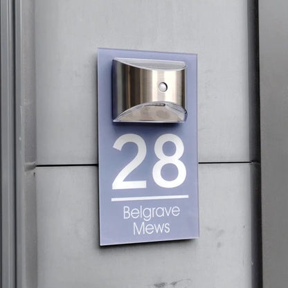 GlowHome™ | Personalized Modern Solar Door Plaque 
