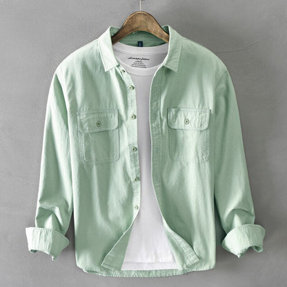 Malcolm™ – Men's long-sleeved shirt made of 100% cotton with chest pockets 