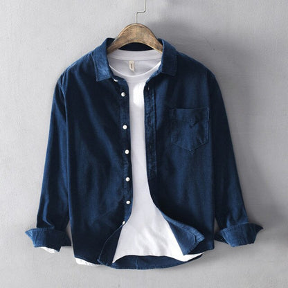 Malcolm™ – Men's long-sleeved shirt made of 100% cotton with chest pockets 