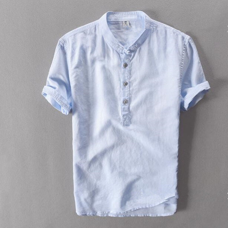 Merrick™ | Men's Henley Collar Cotton Button-Detail T-Shirt 