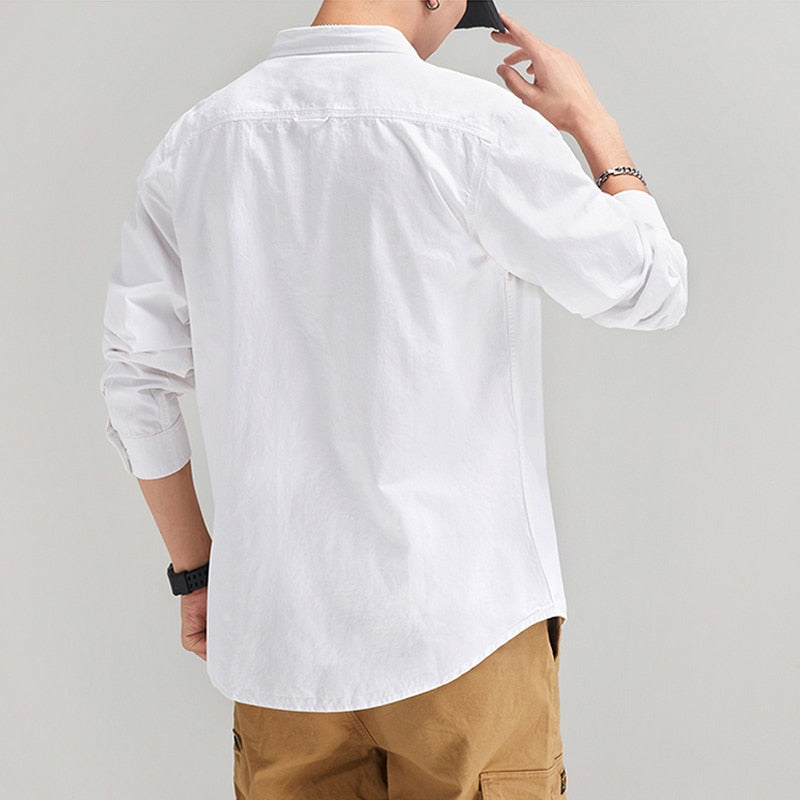 Malcolm™ – Men's long-sleeved shirt made of 100% cotton with chest pockets 
