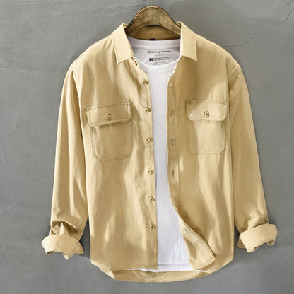 Malcolm™ – Men's long-sleeved shirt made of 100% cotton with chest pockets 